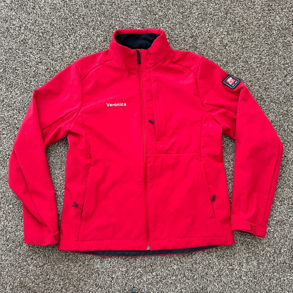 Chic-Fil-A Jacket Womens Red Team Uniform Full Zip Fleece US Medium Oobe Style M